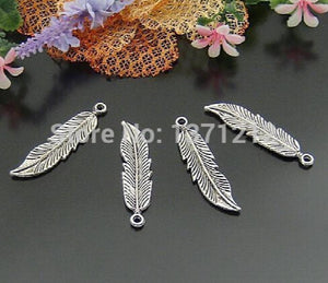100PCS Feather Charm Pendant for Bracelets Necklaces A393