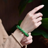 Zheru Jade Green Round Bead Bracelet Men Women Jewelry