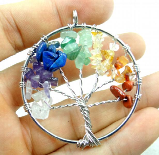 7 Chakra Reiki Healing Tree Of Life Pendant Necklace DIY Jewelry Making