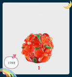 30 3D Multicolor Lampwork Glass Encased Floral Beads for Diy Bracelet Jewelry