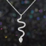 925 Silver Snake Necklace Pendant Zircon Jewelry for Women