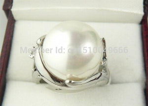 Elegant 14mm Gray Red Yellow Shell Pearl Ring