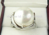 Elegant 14mm Gray Red Yellow Shell Pearl Ring