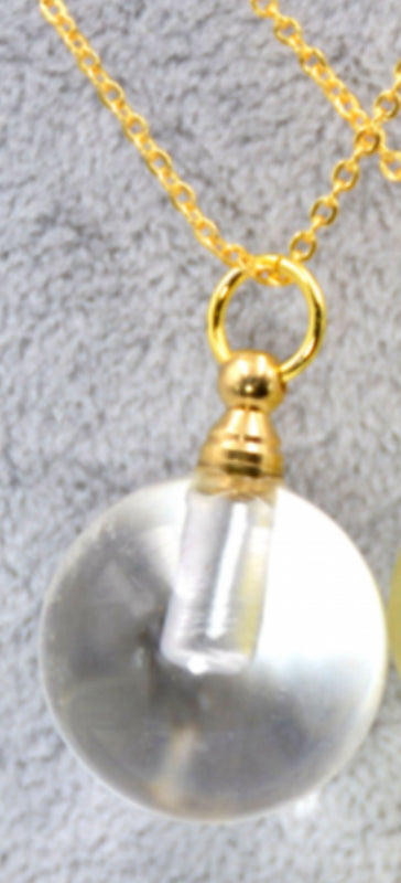 Clear Quartz Crystal Perfume Bottle Pendant Necklace
