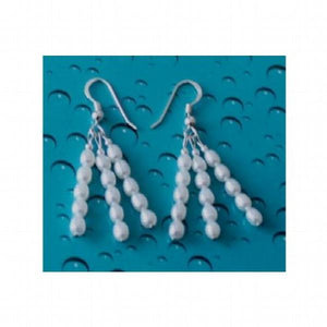 3-Row Rice Freshwater Pearl Dangle Earrings S925 Sterling Silver Hook