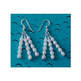 3-Row Rice Freshwater Pearl Dangle Earrings S925 Sterling Silver Hook