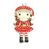Santa Hat Girl Rhinestone Pendants 10pcs/lot for Christmas Jewelry