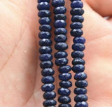 Natural Brazil Faceted Dark Sapphire Beads Necklace 17-18