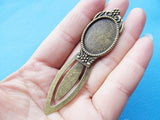 10pcs Antique Oval BookMark Base Setting Tray Bezel Pendant Charm