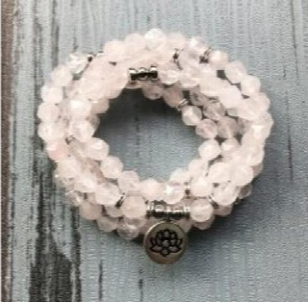 Star Cut Rose Quartz Wrap Around Bracelet and Necklace