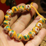 Colorful Cloisonne Filigree Enamel 12mm Beads Bracelet Telescopic Rope
