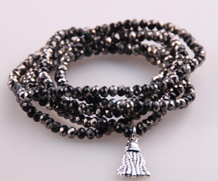 Crystal Bead Tassel Bracelet & Necklace Set