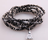 Crystal Bead Tassel Bracelet & Necklace Set