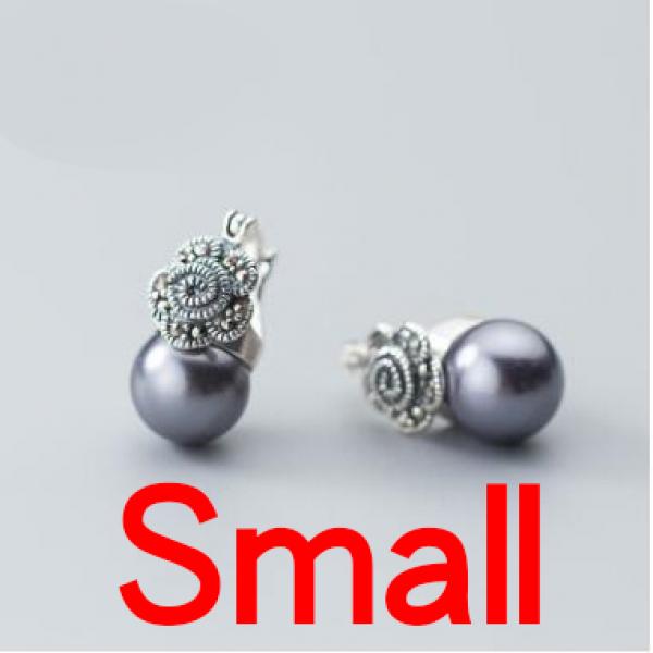 925 Silver Vintage Flower Shell Pearl Earrings for Women