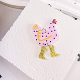 Chic Chicken Heel Acrylic Earrings - Animal Charms Hook Jewelry