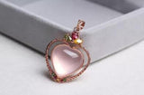 Rose Plated Natural Crystal Powder Love Pendant