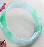 Zheru Jewelry Natural Jadeite Bracelet Green Bicolor 54-62mm Princess Gift