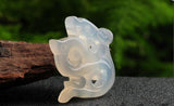 Natural Ice Chalcedony Pendant, Antique Gulong Jades Pendant