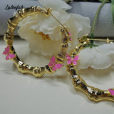 Personalized Butterfly Earrings for Women Round Bamboo Earrings Gift