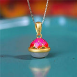 Gold-Plated Clavicle Necklace Hetian Jade Pendant Sweet Little Bell Shape