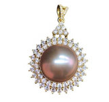 925 Silver Sun Flower Pendant with Pearls and Yellow Zircon