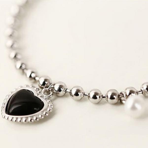 925 Silver Heart Bead Bracelet Women Jewelry
