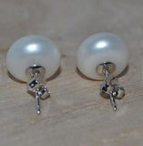 AA 8.5-9MM Natural Freshwater Pearl Earrings S925 Silver Stud