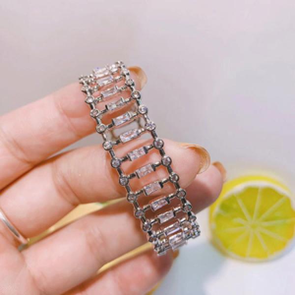 AAA+ Zirconia Bangle Micro Pave CZ Crystal Cuff Bracelet