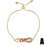 Heart Flower Love Crystal Bracelet Adjustable Snake Chain