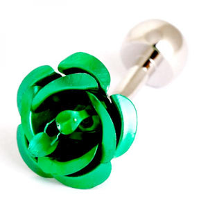 Green Rose Flower Cufflinks For Mens Shirt Jewelry Pins Men Suit Accessories