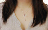 Crystal Key Platinum Plated Pendant Necklace Jewelry