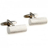 Silver Metal Cylinder Cufflink Set - 2 Pairs