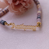 Boho Butterfly Name Necklace Colorful Clay Bead Women Necklace 2021