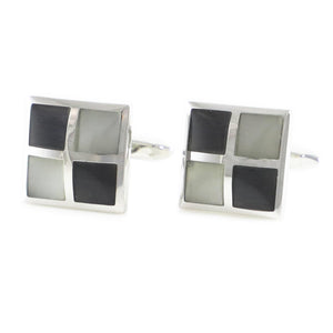 Curved Square Grey Cats Eye Stone Cufflinks Father's Birthday Cuff Links