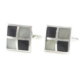 Curved Square Grey Cats Eye Stone Cufflinks Father's Birthday Cuff Links