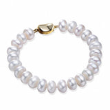 8-9mm Freshwater Pearl Bracelets, 925 Sterling Silver Clasp, White Pink Purple