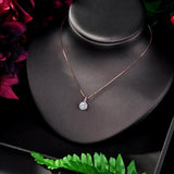 Sparkling Tear Drop Zircon Pendant Chain Necklace Wedding Jewelry