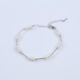 Valentine Charm Silver Pearl Bracelet for Women