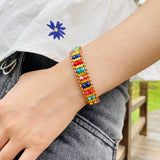 Natural Stone Beads Multicolor Leather Wrap Bracelet