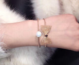 Bow Cuff Bracelet Simulation Pearl Open Bangles For Women