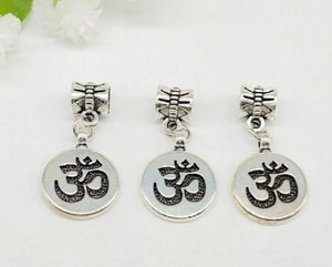 100Pcs Tibetan Silver Yoga OM Charms for Bracelet Pendant 30x15mm