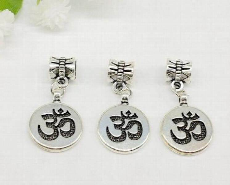 100Pcs Tibetan Silver Yoga OM Charms for Bracelet Pendant 30x15mm