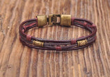 Brown Leather Hemp Braided Surfer Wristband Bracelet Cuff