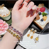 Yellow Zircon Bracelet - Pink Crystal Diamond Jewelry