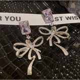 Wavy Bow Earrings S925 Silver Needle No Longer Streamer Earrings