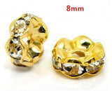 500 Pcs 8mm Flower Rhinestone Rondelle Spacers Beads