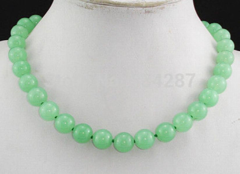18'' Green Jade Bead Necklace