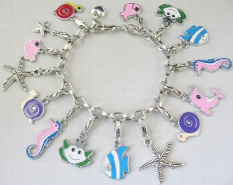 Sea Animal Charm Bracelet with Enamel Charms