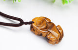 Natural Tiger Eye Stone Agate Pixiu Pendant Necklace Sweater Chain