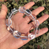 Natural Clear Rock Quartz Bracelet Cube Beads Crystal Healing Stone